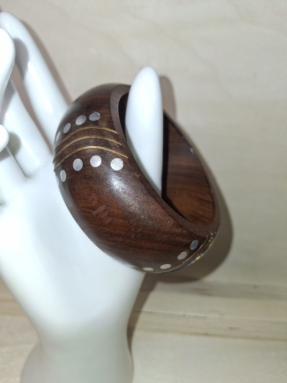 Wooden Brown Inlay Cuff Bracelet